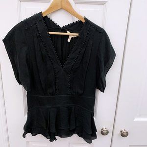 Rebecca Taylor Ruffle V-Neck Top